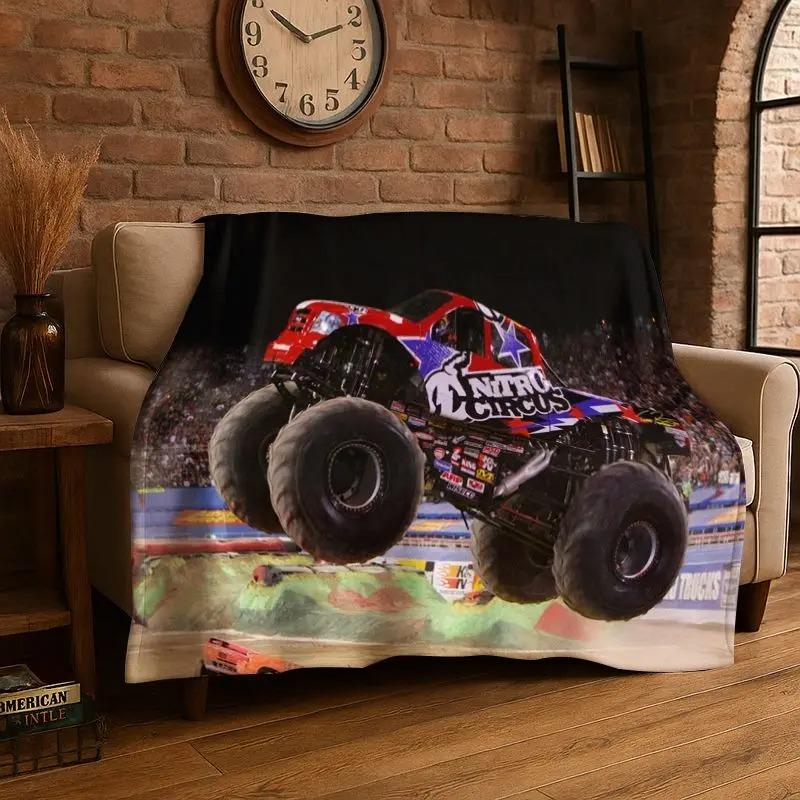 Soft Flannel Blanket M-Monster Truck Monster Jam Super Comfortable Bedding Sofa Cover Home Decor Gift Teen Boys Girls Children