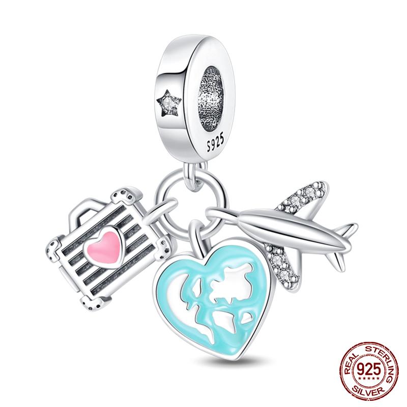 Fashion Copper Travel Aircraft Series Charms Beads Fit Qikaola Original Bracelets Diy Anniversary Jewelry For Women