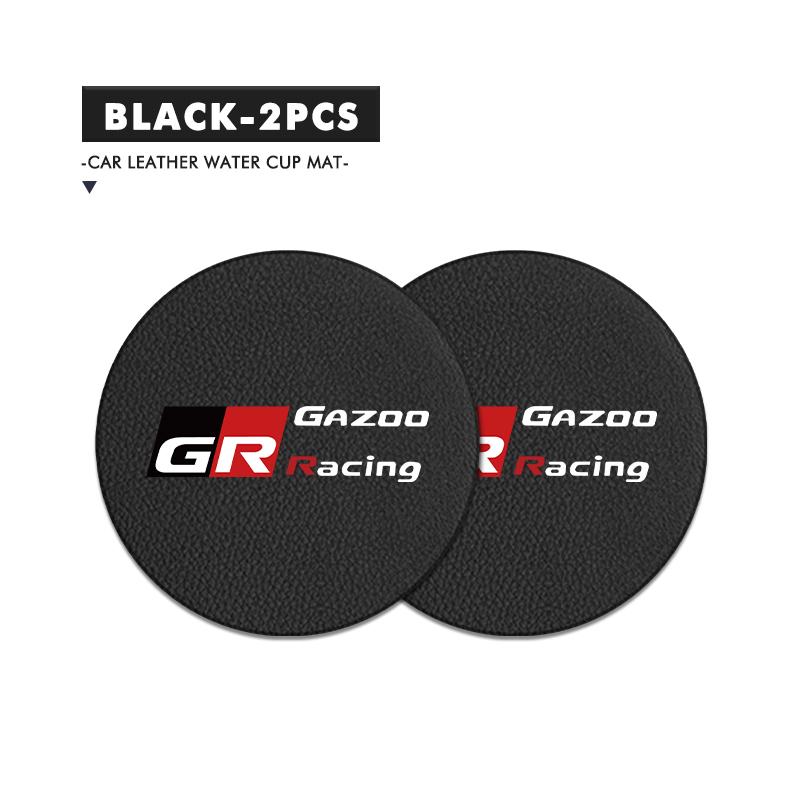 For S0 2Pcs Leather Car Coaster Water Cup Slot Mat Anti-slip Pad GR Sport Camry Prius Auris Crown Yaris Corolla CHR Avalon JH0