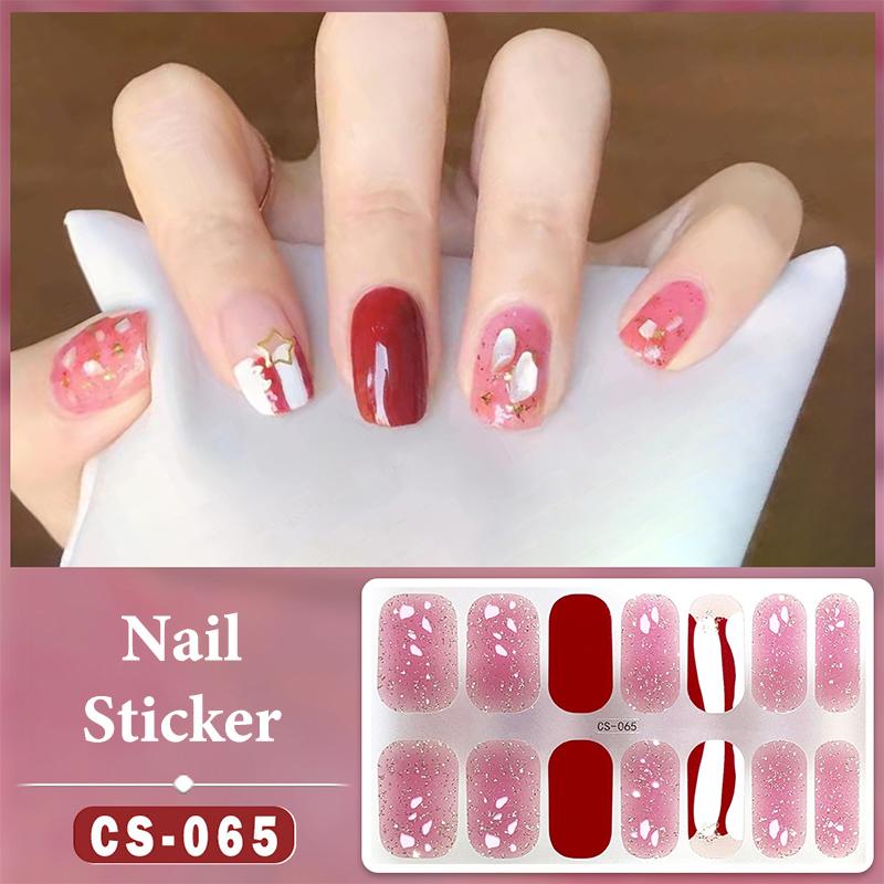 14 Nails Simple Waterproof Nail Wraps Full Cover Nail Stickers Firm And Not Easy To Fall Off Multi Color Nail Art For Women'S D
