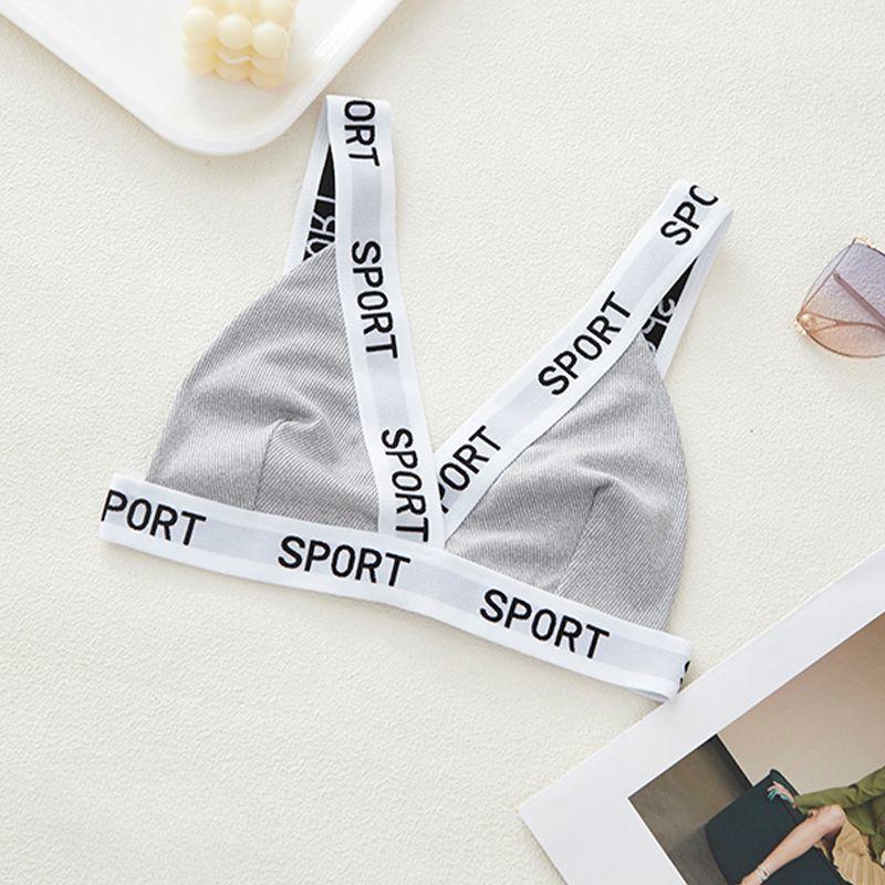 Sports Letter Underwear Bra Wrapped Chest Triangle Cup Tube Top Vest Sports Bra