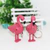 Cartoon Flamingo LED Flashlight Sound Keychain Key Ring Bag Hanging Pendant Gift