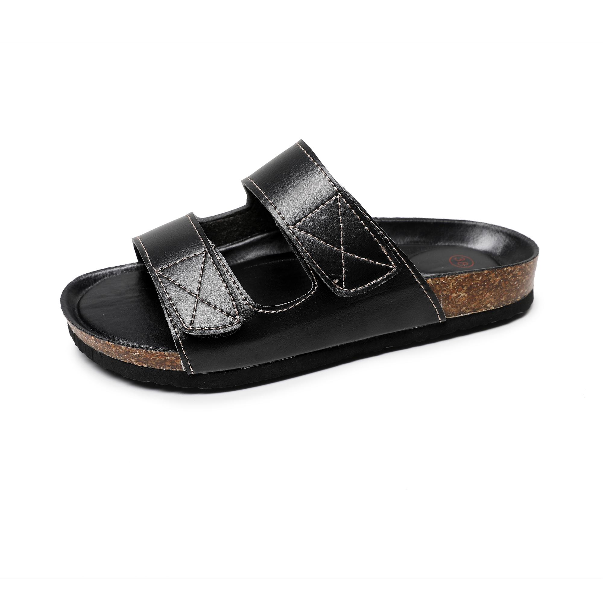 

Новые черные летние тапочки из искусственной кожи с подошвой EVA для улицы, сандалии с регулируемой липучкой 46