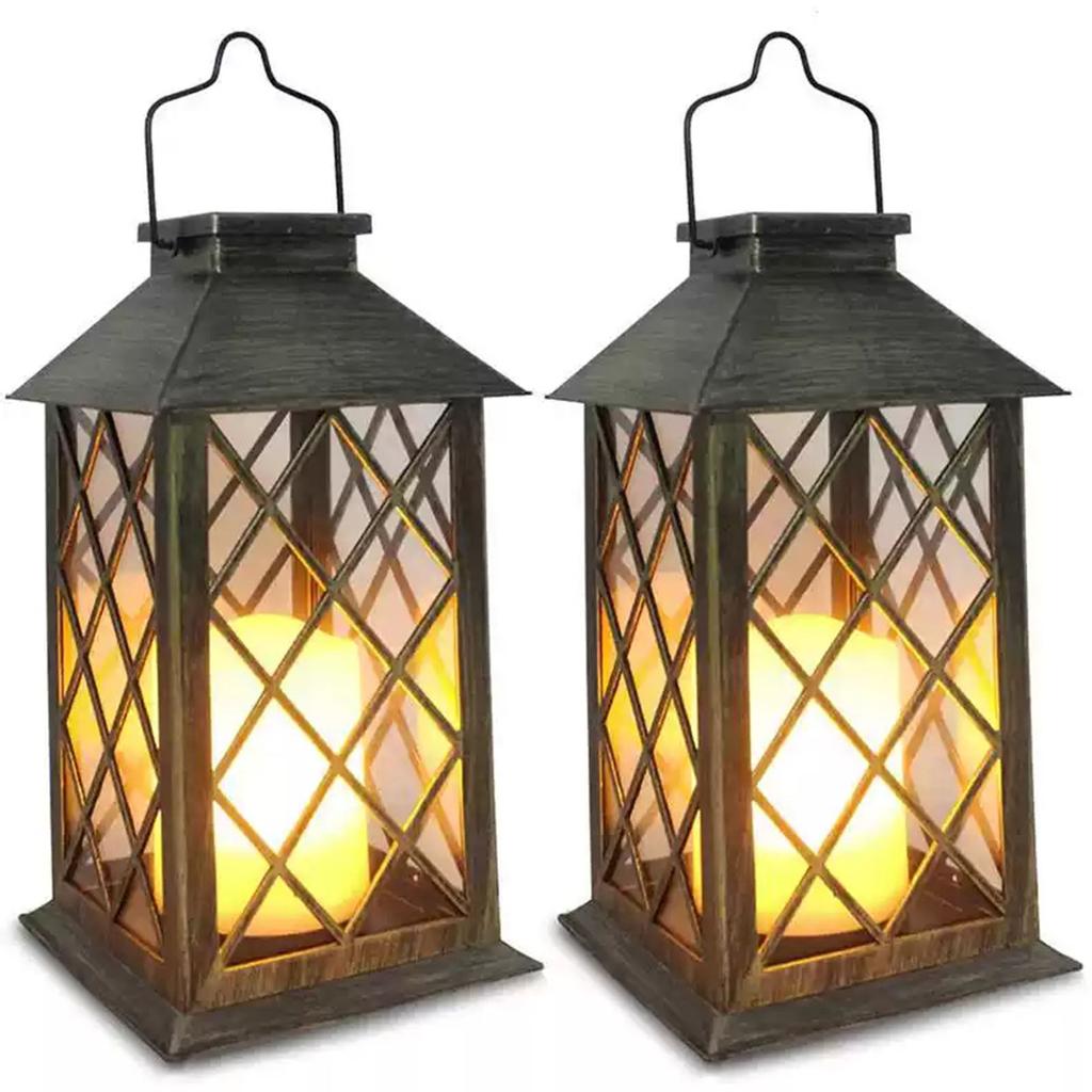 Solar Lamp LED Warm Light Flameless Candles Hanging Hollow-out Lanterns Garden Porch Yard  Patio Lawn Outdoor Party Decorative
