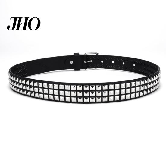 Cintura Decorata con Borchie Quadrate Stile Punk Borchie Regolabili Fascia Vita Rock Accessori Scena Gotica per Donne Ragazze Edgy