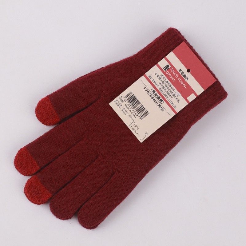 

Шерстяные перчатки с сенсорным экраном Осенне-зимние Теплые и Ветрозащитные Мужские и Женские Флисовые Утепленные Вязаные Шерстяные Кашемировые Перчатки Red One size