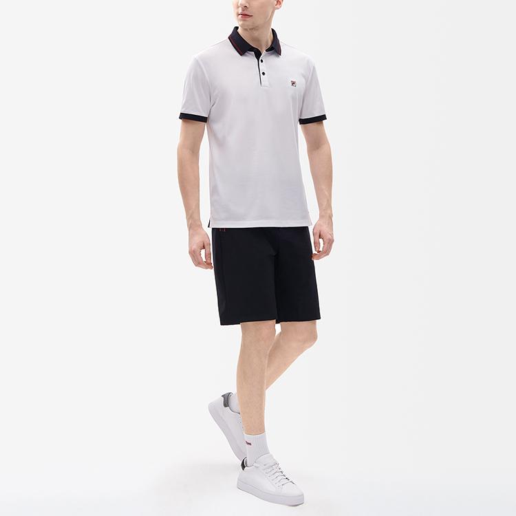 FILA Casual Logo Knit Short Sleeve Polo Shirt Men Polo Shirts Standard-White F11M231117FWT
