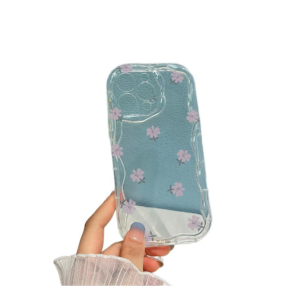 TK hot-selling simple purple small floral iPhone15Promax summer mobile phone case girls high-value protective case