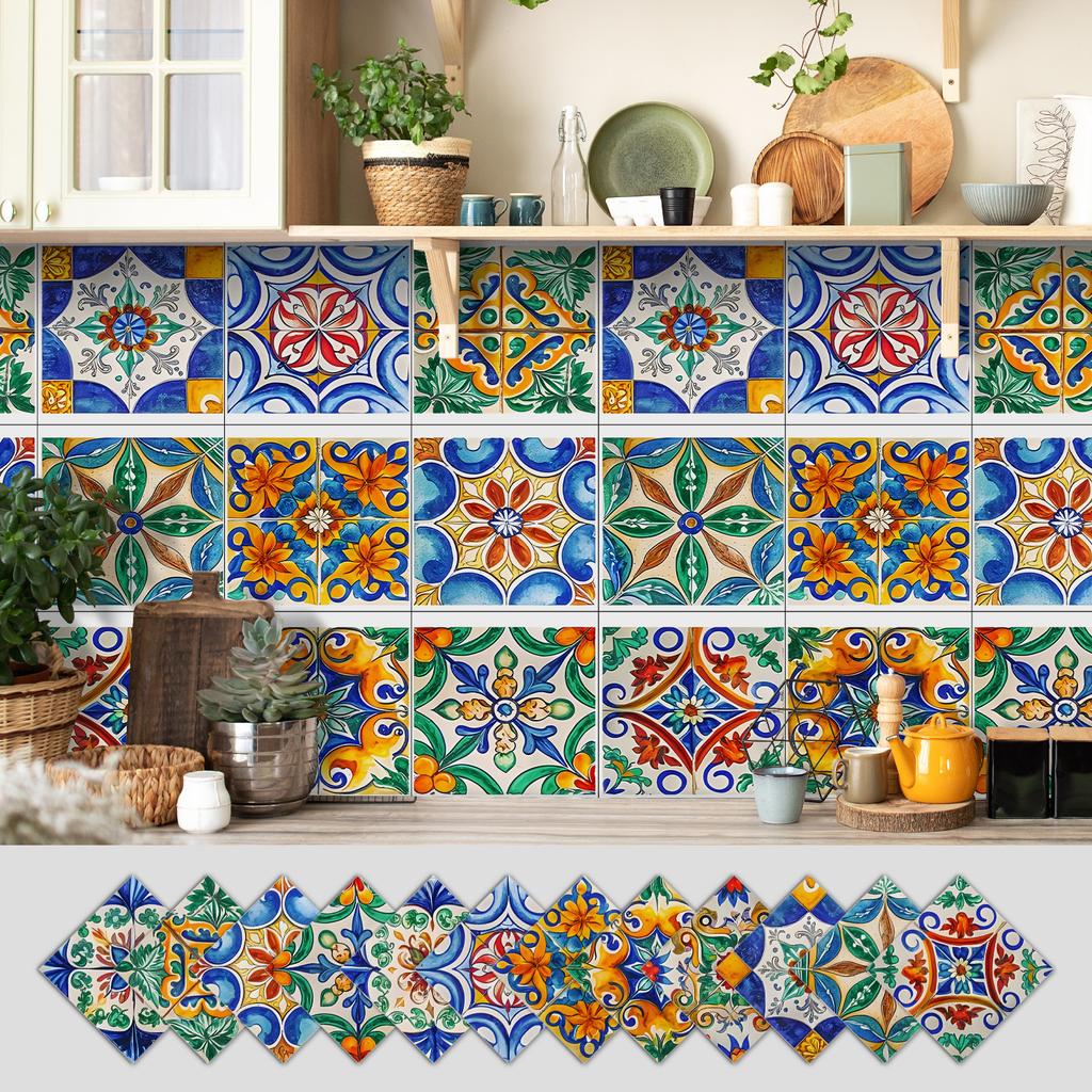 12 Self-adhesive Kitchen Waterproof and Oil-proof Wall Stickers, Bathroom Wall Decoration Renovation, Beautification Strong Wallpaper Stickers