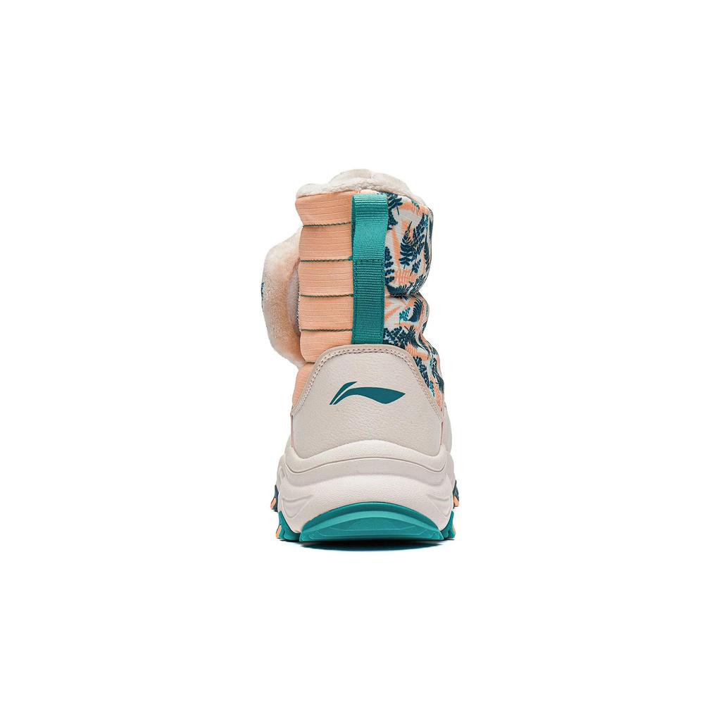Li Ning Ling Shuang 2.0 Fleece High-Top Wear-Resistant Warm High-Top Kids Casual Shoes Kids Casual Shoes White Orange Green YKCT150-32