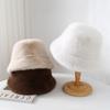 Winter Plush Hat Women's Thickened Warm Fashion Ear Protection Bucket Hat Imitation Mink Fur Windproof and Coldproof Basin Hat