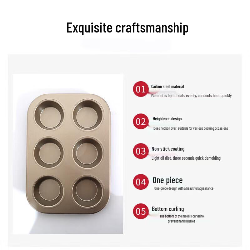 Jxsuperior 6-Cup Non-Stick Muffin Cake Baking Pan