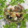 Vintage Funny Chicken Iron Tin Sign 8 Inch Round Wall Art Kitchen Cafe Farmhouse Decor Durable Waterproof Indoor Outdoor