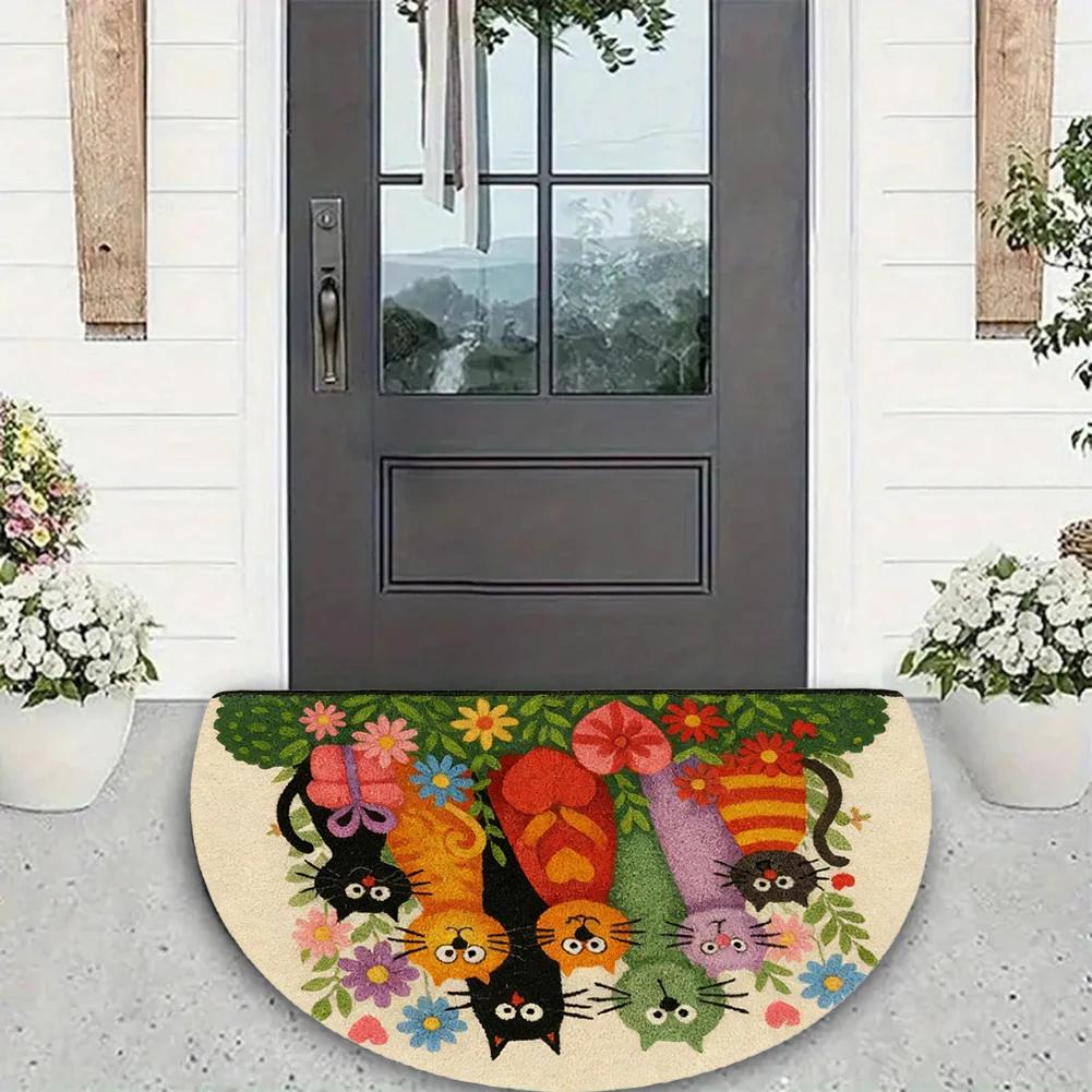 1/2 Pcs Cute Cat Anti-Slip Entrance Mat: Dirt-Resistant & To Maintain Carpet Entrance Door Mat At The Foyer