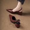 2025 Fashion New French Retro Pointed Thick Heel Middle Heel Shoes Women's Shallow Mouth Single Shoes Temperament Versatile Sandals
