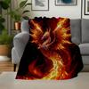 "Phoenix Rising: Fiery Fantasy Art Print - Mythical Bird Decor"Blanket Flannel Throw Blanket for Sofa, Bed, Travel, Camping, Office, Couch,