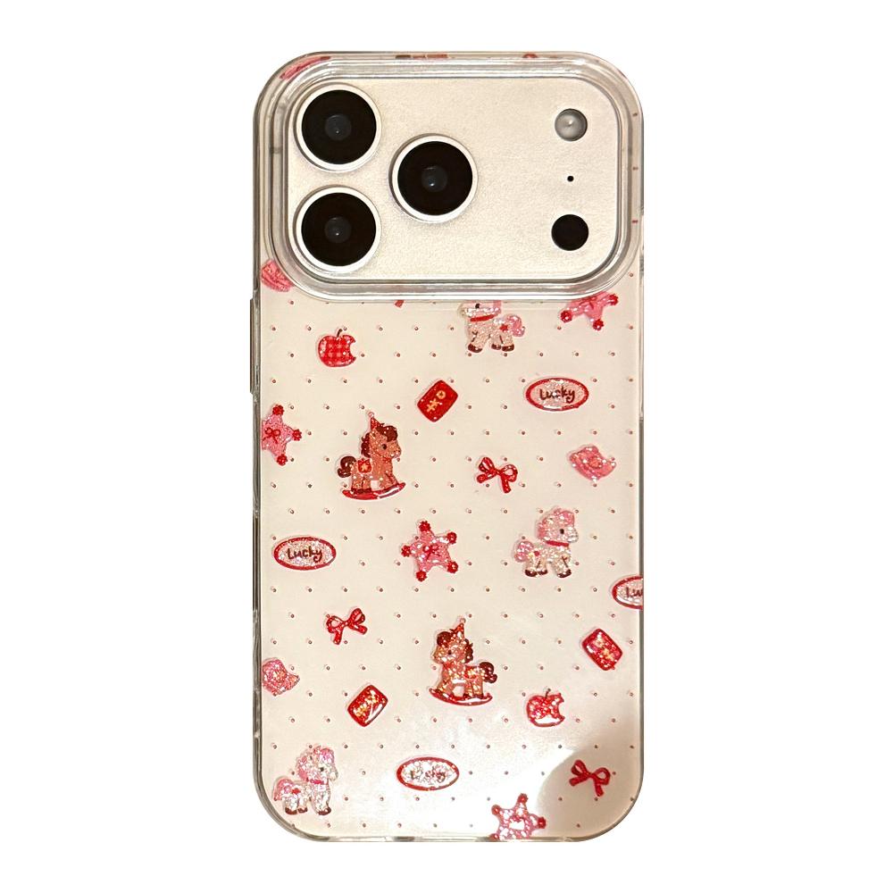 Glitzerndes Neujahr Rosa Pony Cartoon Beliebte Handyhülle für Apple iPhone 17, iPhone 16 Pro Max