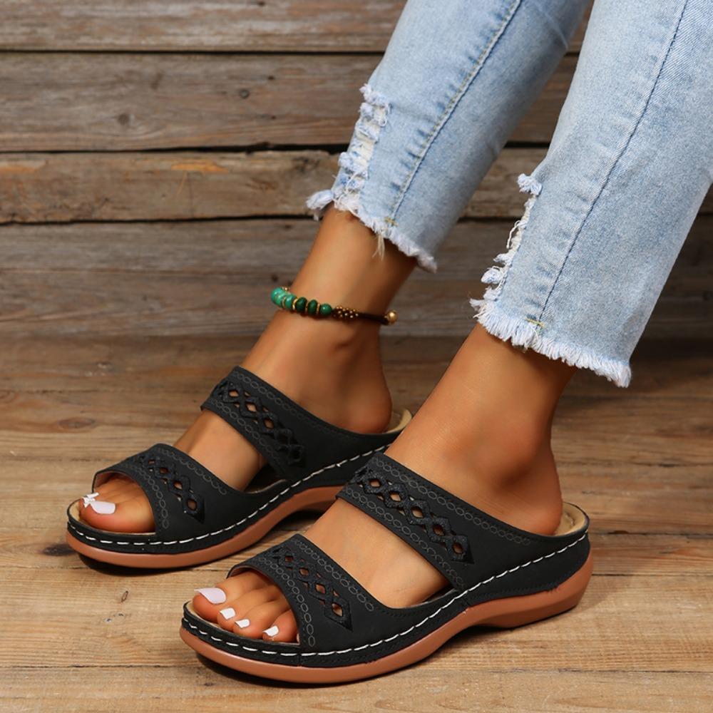 2025 Women Summer Sandals Casual Comfortable Round Head Open Toe Wedges Slippers Fashion Slip on Slides for Women