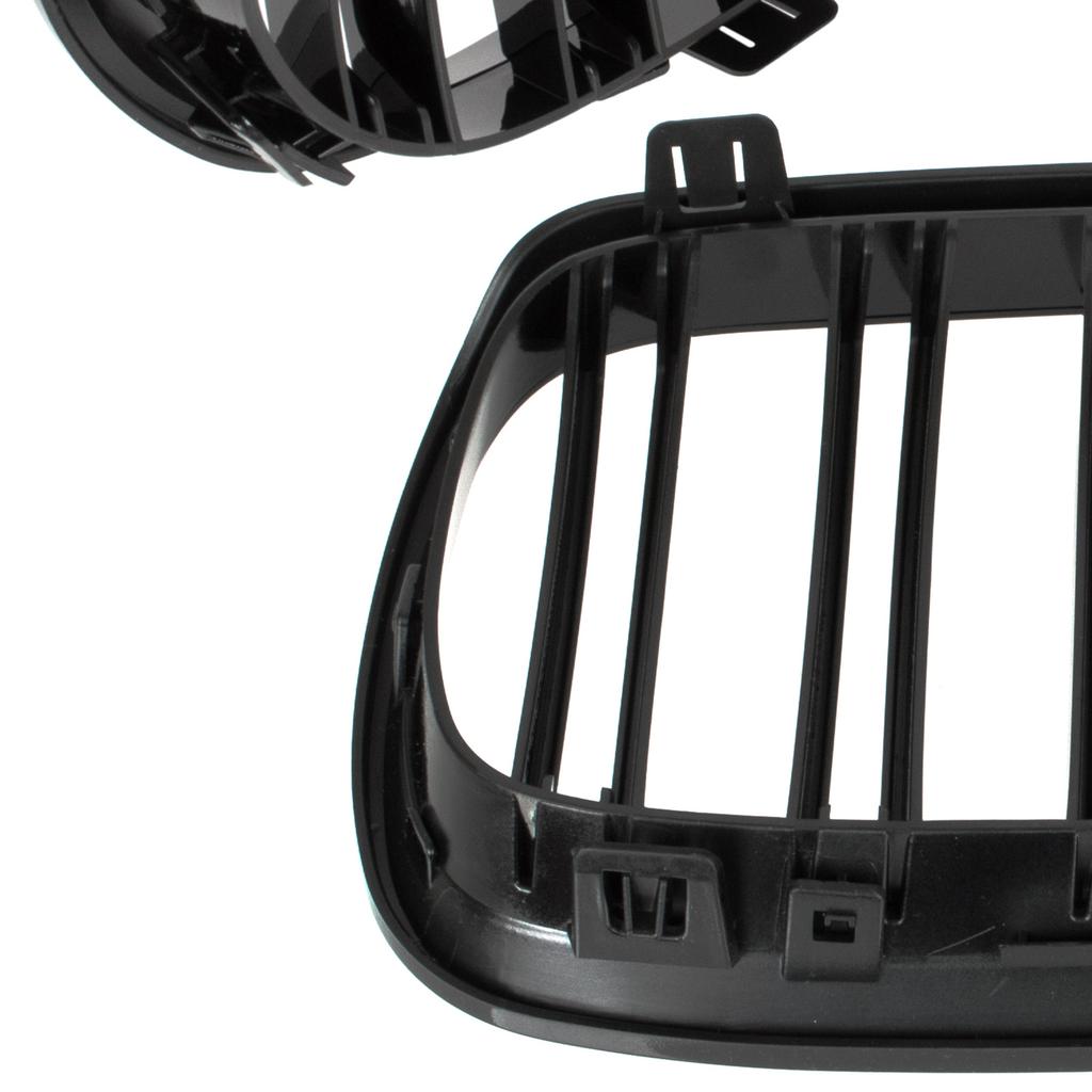 BMW 3 E92 E93 06-10 Kühlergrill-Einsätze zwischen den Scheinwerfern (Nieren) linkes + rechtes Set SCHWARZ GLÄNZEND DOPPELSTREIFEN