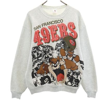 90s Old USA Made 49ERS NFL Looney Tunes Tasmanian Devil Long Sleeve Sweat Men's Used
