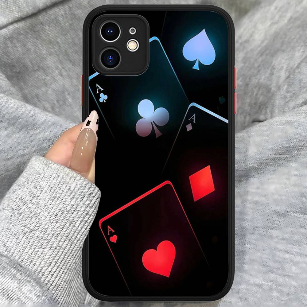 Poker Pattern Game Phone Case For IPhone 13 12 X XS MAX Pro Max 16 15 11 14 Pro Max Shockproof Matte Cover