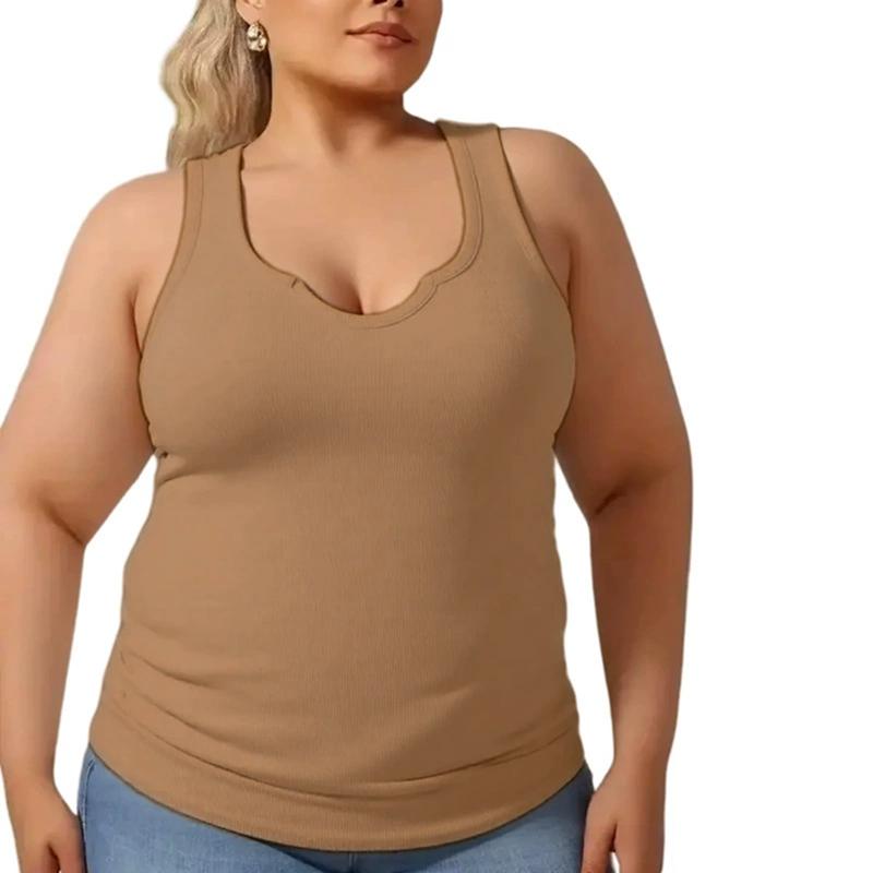 

Women Plus Size Solid Color Vest Comfortable Casual Sleeveless Top 3XL