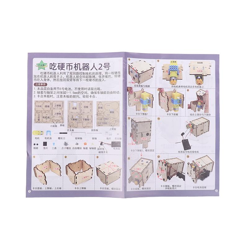 Robot Eating Coin Wood Diy Model Teaching Learning Stem Project Kit For Kid Science Experiment Education Toy Wooden Assemble Kit