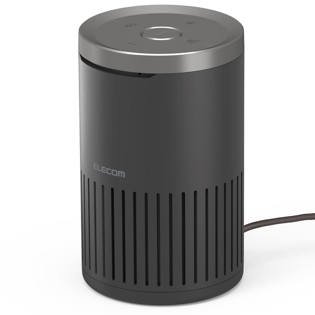 ELECOM Speakerphone for USB Noise Echo Auto Gain Omnidirectional Black Conferences, Connection, Reduction, Canceller, Control, Microphone, HS-SP02BK