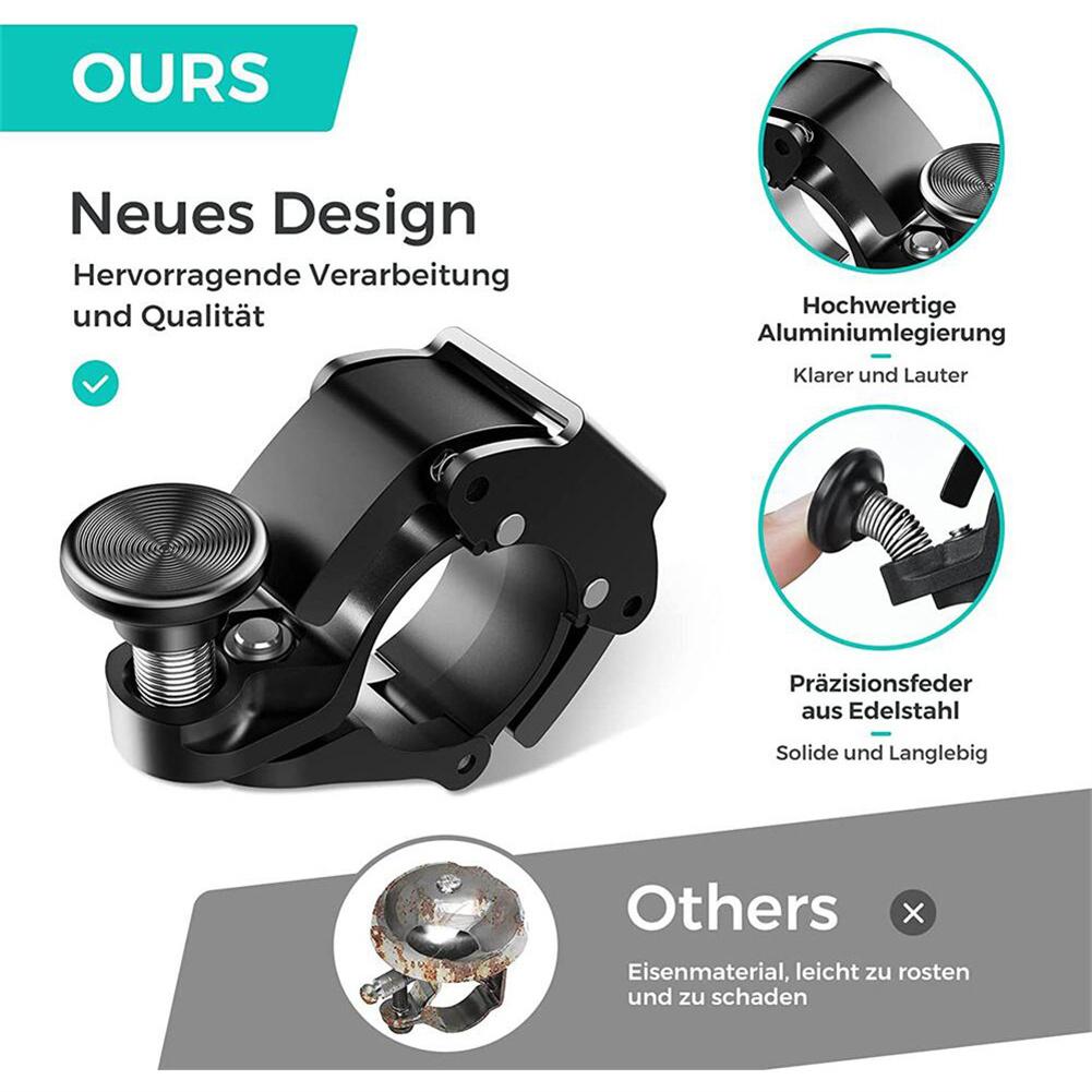 Bike Horn Electric Bicycle Bell Aluminum Alloy 100db Cycling Handlebar Ring Alarm Bells Bicycle Accessories Portable Sound Alarm For Kid's Bike Road B