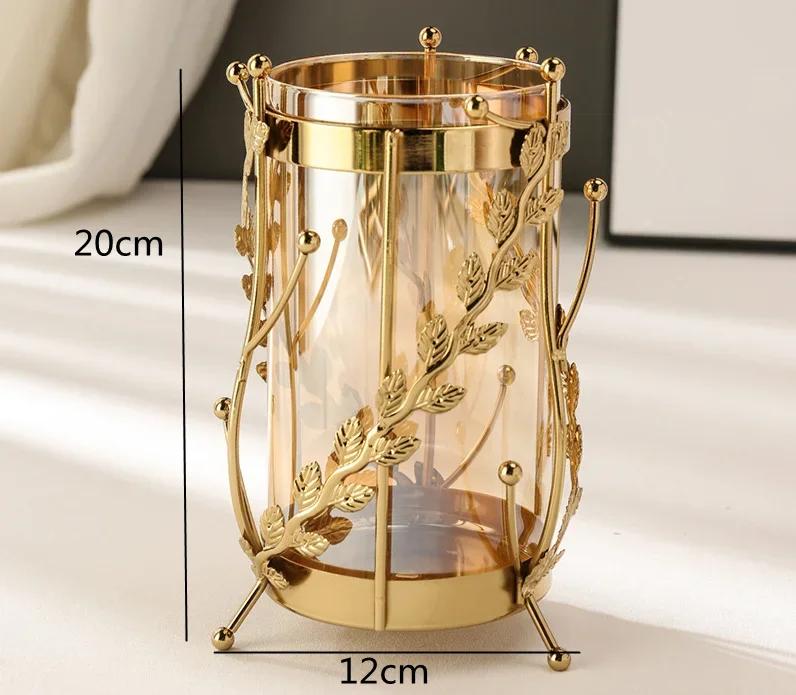 

Золотая полая коралловая ваза Прозрачная стеклянная ваза Украшение Металлическая подставка Гостиная Гидропонная цветочная композиция Домашний декор