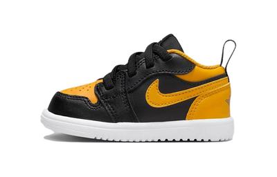 Air Jordan 1 Slijtvaste Lage Toddler Schoenen Zwart Geel Baby En Peuter DR9747-072