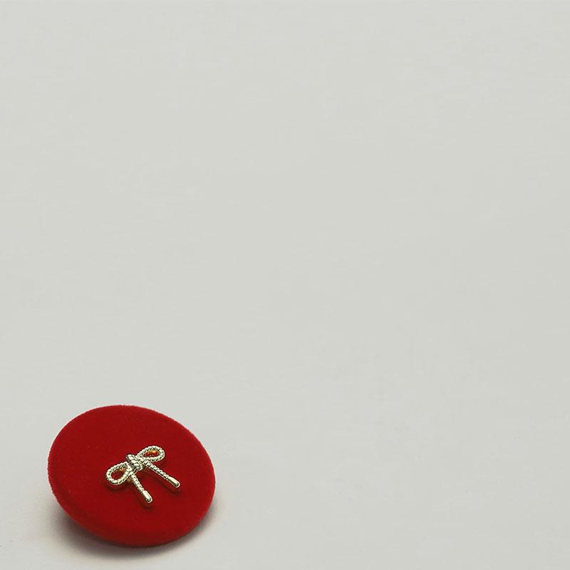 

5 шт. флокированный бант с круглыми пуговицами кашемировый кардиган двухстороннее нейлоновое пальто модный маленький ароматный костюм декоративные пуговицы 3 #[18mm bow round flocking red]