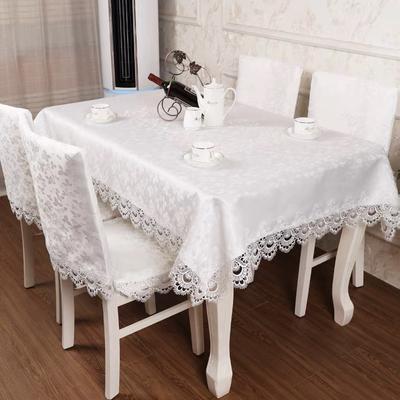 European Coffee Table Tablecloth Water-Soluble Lace Jacquard Fabric Modern Simple White Rectangular Dining Table Cloth