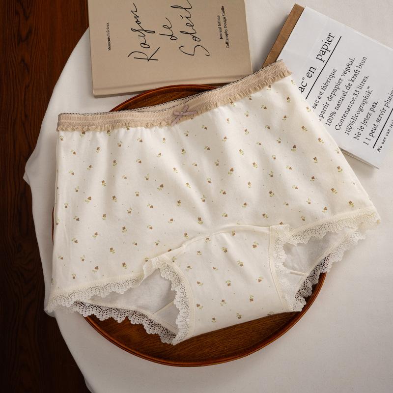 

Женские весенне-осенние трусы-слипы из чистого хлопка с цветочным принтом, антибактериальные, с удлиненной ластовицей, с обхватом бедер, с плоским углом XXL шампанского