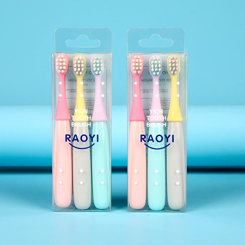 3pcs Kids Toothbrush Soft Fur 2-5 Years Old Baby Oral Care Tooth Brush Cleaning Teeth Candy Color Children Dental Care Tools