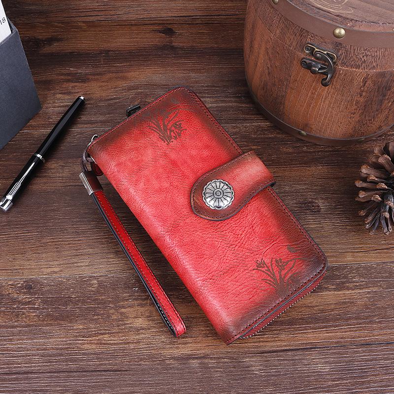 New vintage leather clutch bag Fashion top layer cowhide creative women's purse