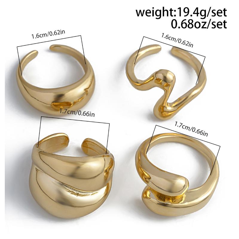 3/4Pcs Dating Rings Open Rings Adjustable Finger Rings Geometric Open Rings Finger Jewelry Suitable For Party Daily