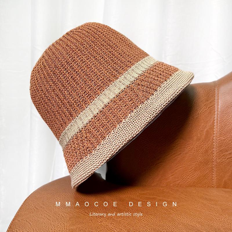 Hat Women's New Spring and Summer Thin Breathable Plain Bucket Hat Outdoor Seaside Face Covering Sunscreen Basin Hat Tide