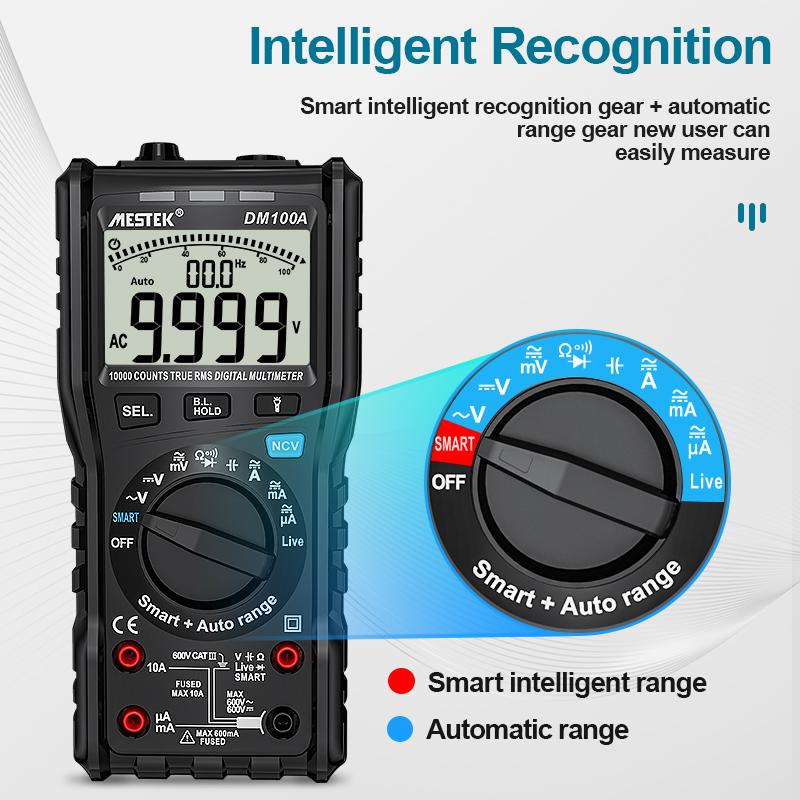 DM100A Digital Multimeter 10000 Counts Multimeter Transistor Tester Professional Capacitance Meter Multimetro Voltage Tester