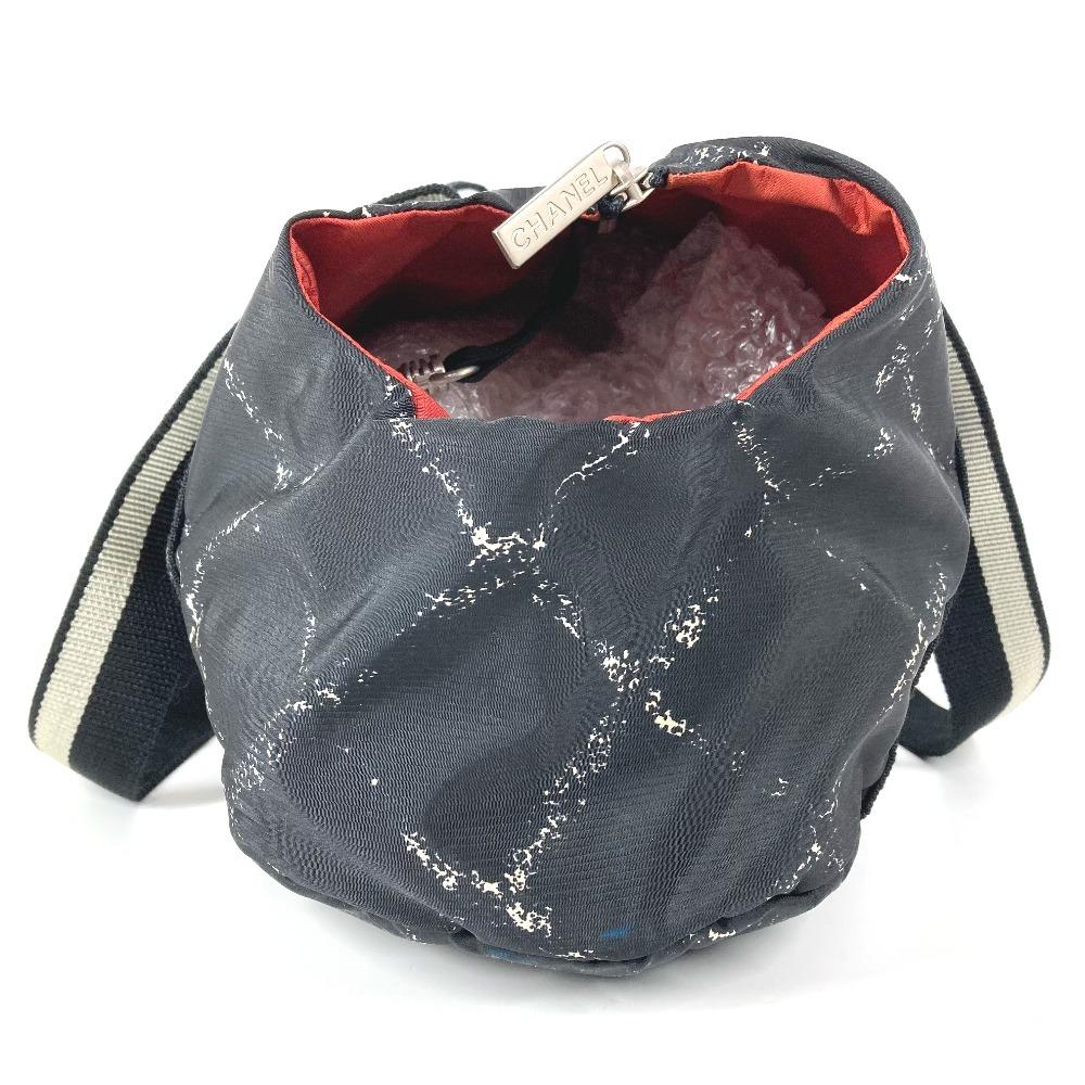 CHANEL Old travel line Pet Bag Bag Dog Doggie Shoulder Bag Nylon Black