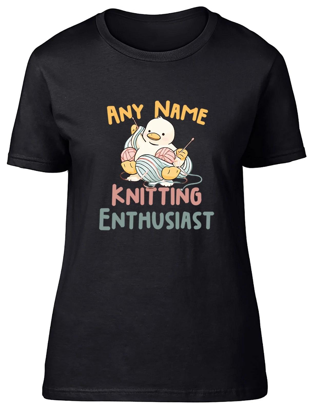 Personalised Any Name Knitting Enthusiast Womens T-Shirt Ladies Gift Tee XS
