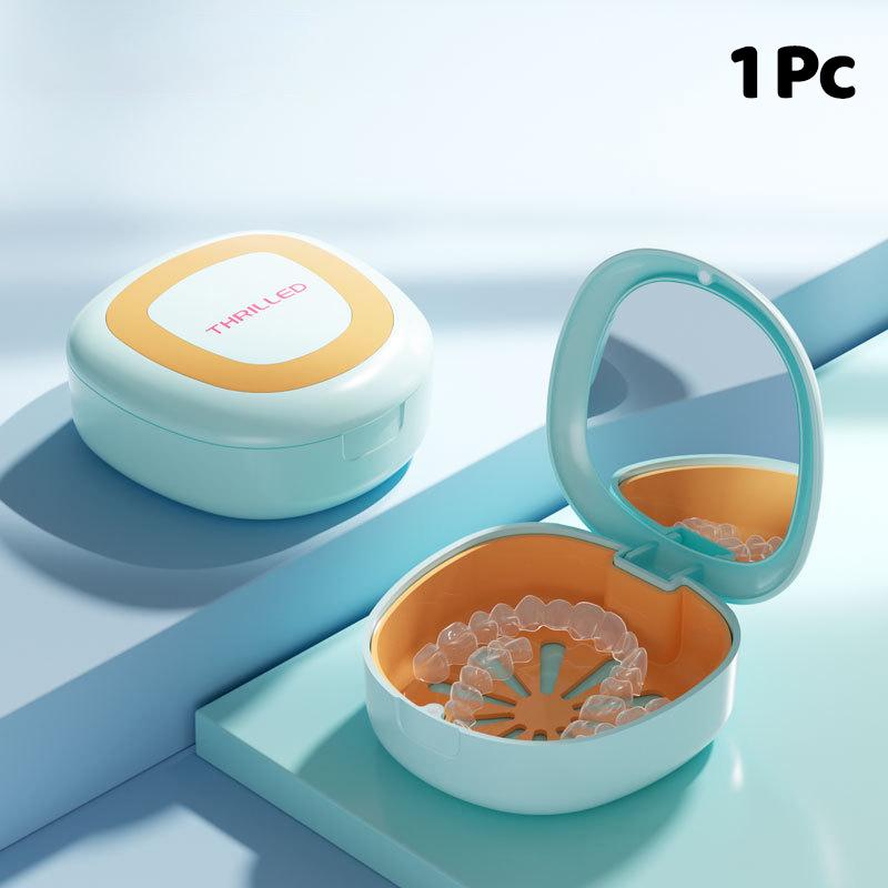 

1 Pcs Braces Case With Mirror Dental Retainer Box Case Magnetic Aligner Mouth Guard Container For Teeth Travel False Denture Box синій