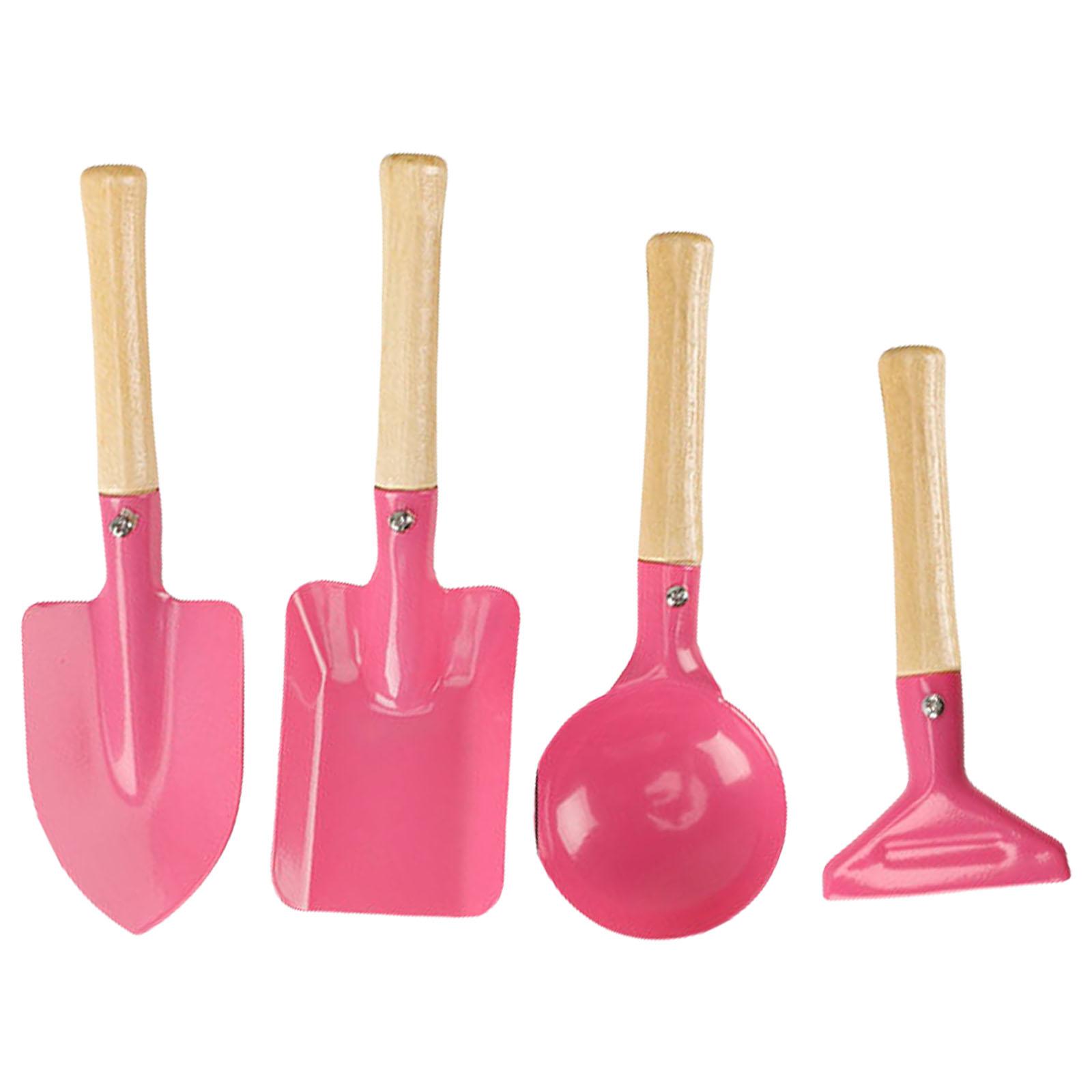 

Набор из 4 лопаток для детского сада для игры с песком и на пляже. Металлический набор лопаток с деревянной ручкой для игры с песком. розовый