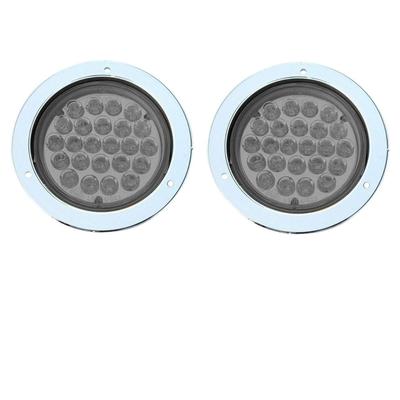 4" Round Clear LED Trailer Lights with Chrome Bezel Side Marker, Stop, Turn, Tail Lights 24V Pack of 2 for Trucks, Trailers, RVs, Campers