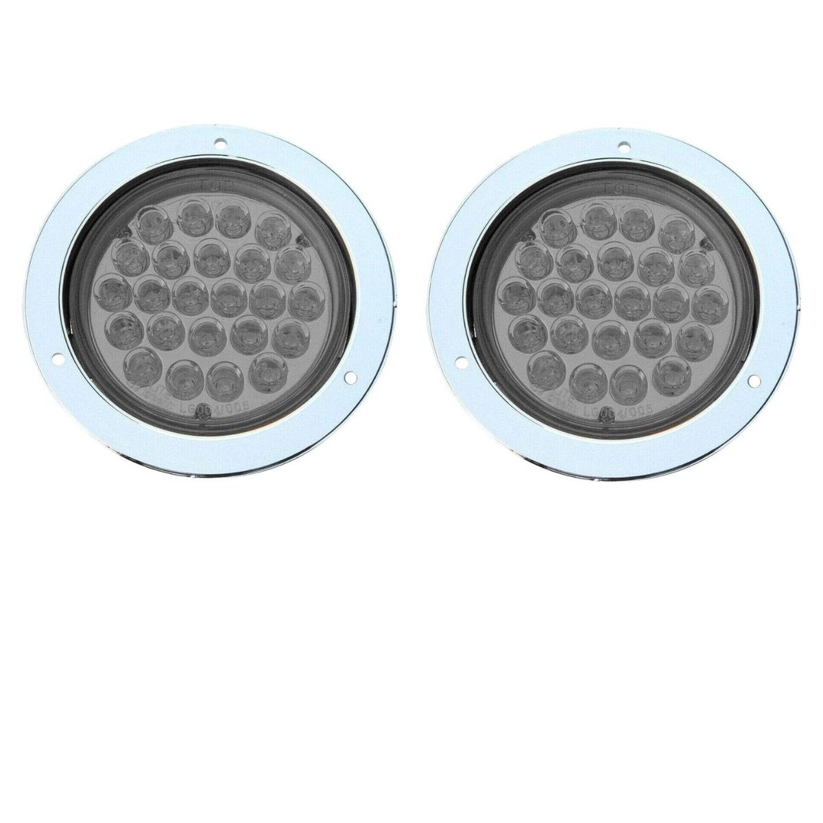 

4 Round Clear LED Trailer Lights with Chrome Bezel Side Marker, Stop, Turn, Tail Lights 24V Pack of 2 for Trucks, Trailers, RVs, Campers чистый