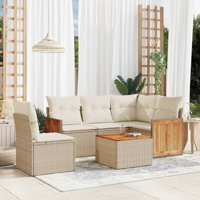 VidaXL Garden Lounge Set with Cushions 6 Pcs, Patio Sofas, Furniture Set, Outdoor Terrace Furniture, Beige 3260063