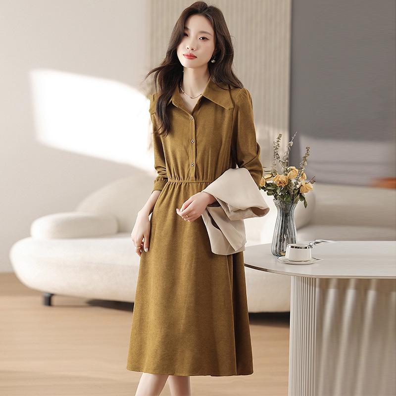 Women's Popular Melard Style Autumn Dress Set: Long Sleeve Vest & Shirt Two-Piece