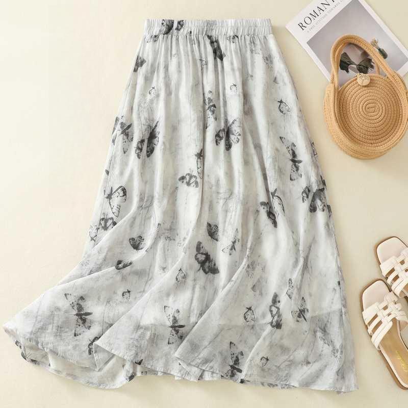 

Спідниця жіноча літня з чорнильним принтом, темперамент, спідниця А-силуету 2XL зелений