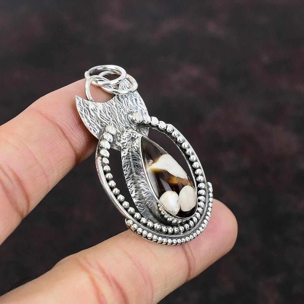Peanut Wood Jasper Pendant 925 Sterling Silver Pendant Dainty Gemstone Jewelry Handmade Brand New Pendant Engagement Gift Birthstone Pendant