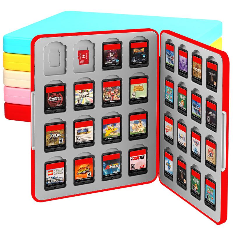 Spielkartenetui für Nintendo Switch 2 / 1 / OLED / Lite, Aufbewahrungshalter für 32 Spielekassetten mit 32 Micro-SD-Kartenfächern, Magnetverschluss, Hartschale